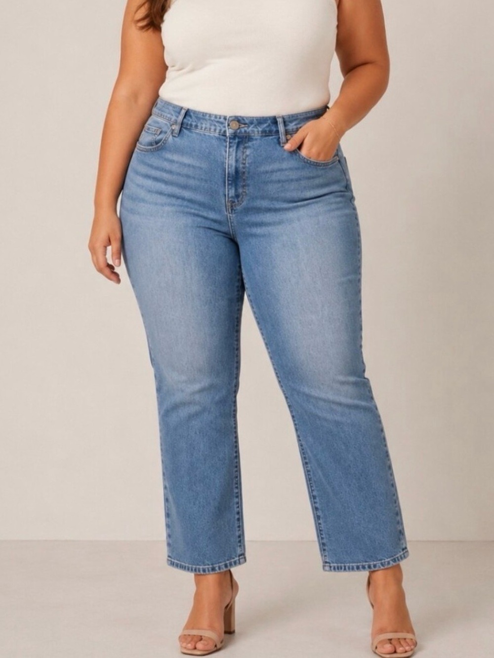 Seven7 Women’s Size 18W Straight Leg Jeans Relaxed Fit Stretch Denim Blue Wash